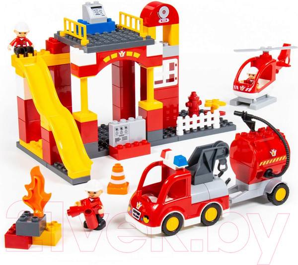 Изображение товара Конструктор Полесье Макси.Пожарная станция / 77509 (81эл)
