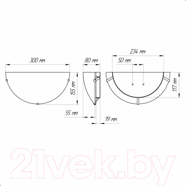 Изображение товара Бра Элетех Контур 300/2 НББ 21-60 М19 (матовый белый/кл.штамп металлик)