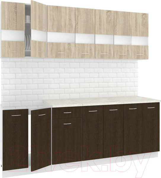 Изображение товара Кухонный гарнитур Кортекс-мебель Корнелия Экстра 2.2м (дуб сонома/венге/марсель)