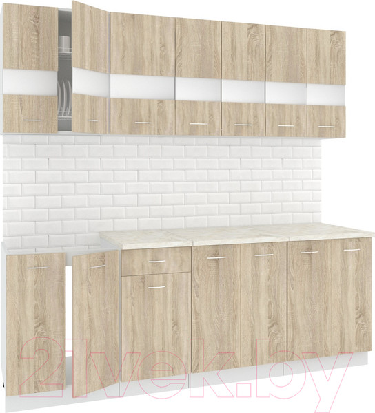 Изображение товара Кухонный гарнитур Кортекс-мебель Корнелия Экстра 2.2м (дуб сонома/мадрид)