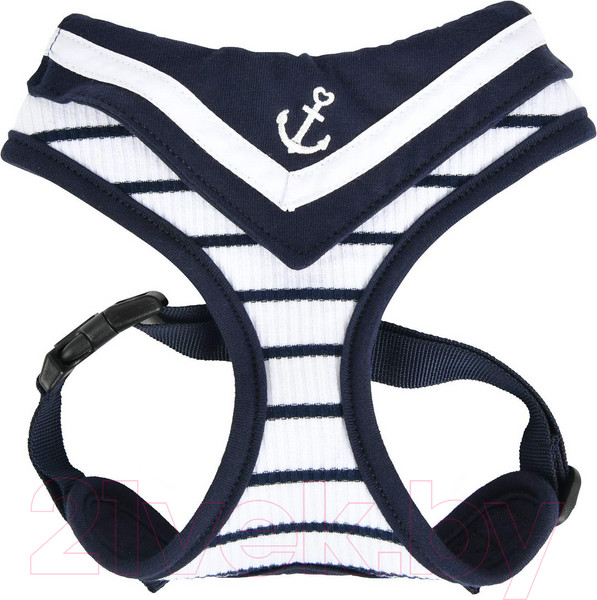 Изображение товара Шлея-жилетка для животных Pinkaholic Cordelia / NAUA-HA7601-NY-L (белый/синяя полоска/синий кант)