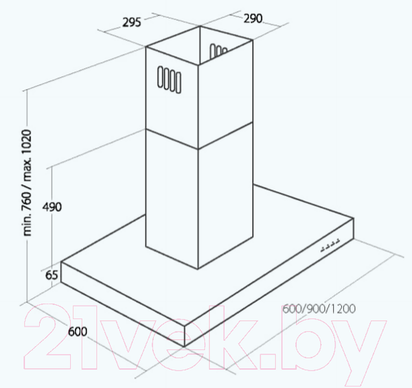 Изображение товара Вытяжка Т-образная Akpo Feniks Slim Glass Eco 60 WK-4 (черное стекло/нержавеющая сталь)