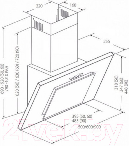 Изображение товара Вытяжка наклонная Akpo Nero Line Eco 50 WK-4 (черный)