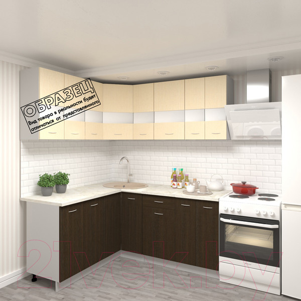 Изображение товара Кухонный гарнитур Кортекс-мебель Корнелия Экстра 1.5x1.8м (дуб сонома/королевский опал)