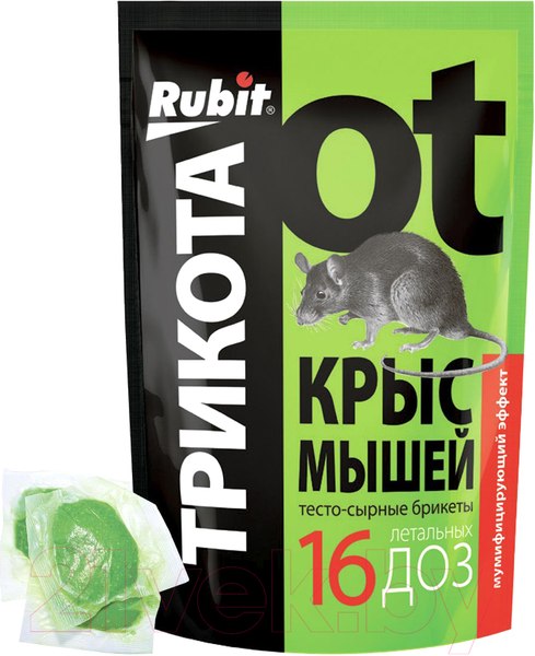 Изображение товара Средство для борьбы с вредителями Rubit Родентицид. Три Кота от крыс и мышей (350гр)