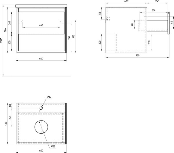 Изображение товара Тумба под умывальник Cersanit Louna 60 / SZ-LOU60-BL/WH