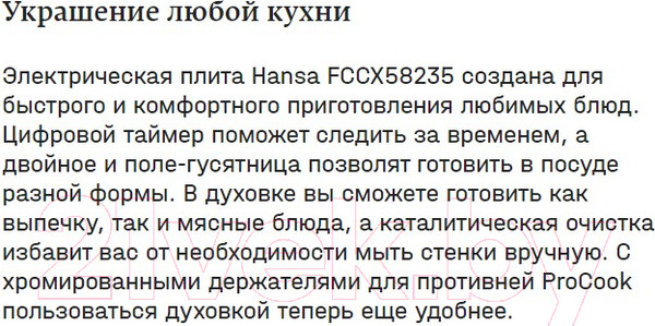 Изображение товара Плита электрическая Hansa FCCX58235