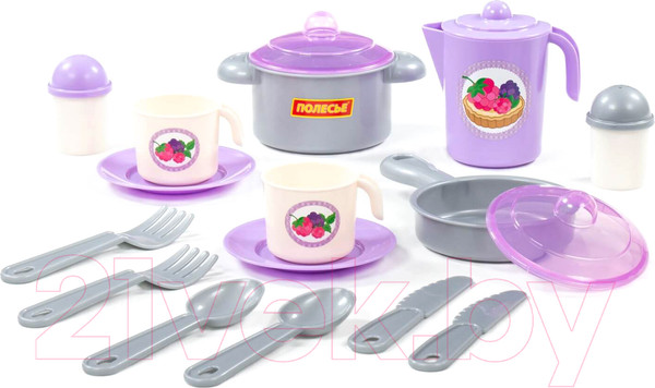 Изображение товара Набор игрушечной посуды Полесье Настенька на 2 персоны / 79916 (18 элементов)