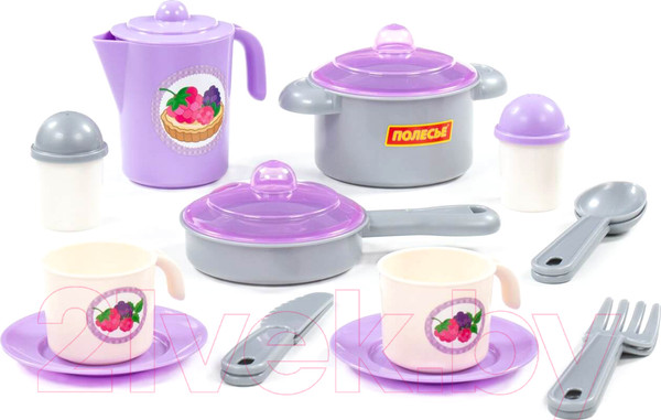 Изображение товара Набор игрушечной посуды Полесье Настенька на 2 персоны / 79916 (18 элементов)