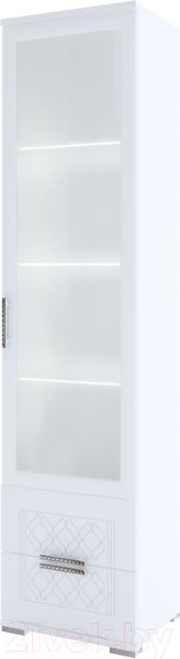 Изображение товара Шкаф-пенал с витриной Rinner Тиффани М07 (белый текстурный)