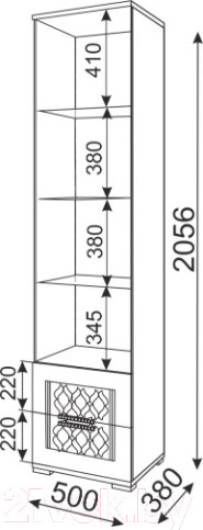 Изображение товара Шкаф-пенал с витриной Rinner Тиффани М07 (белый текстурный)
