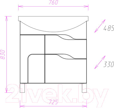Изображение товара Тумба с умывальником Onika Веронэлла 75.13 (107514 + Стиль-75)