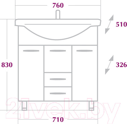 Изображение товара Тумба с умывальником Onika Моника 75.10 (107501 + 1WH110259)