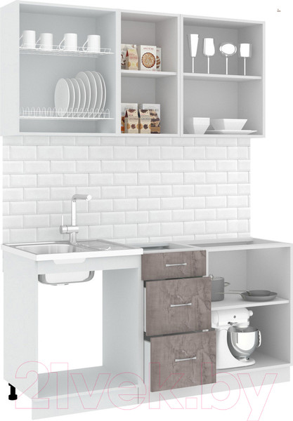 Изображение товара Кухонный гарнитур Кортекс-мебель Корнелия Лира 1.6 без столешницы (капучино/оникс)