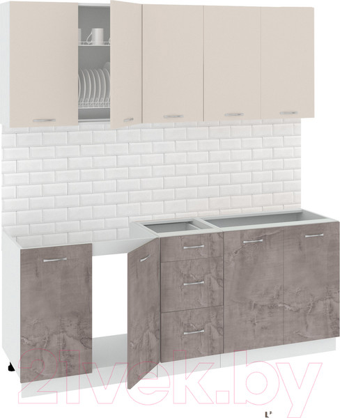 Изображение товара Кухонный гарнитур Кортекс-мебель Корнелия Лира 2.0 без столешницы (капучино/оникс)