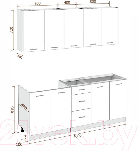 Изображение товара Кухонный гарнитур Кортекс-мебель Корнелия Лира 2.0 без столешницы (капучино/оникс)