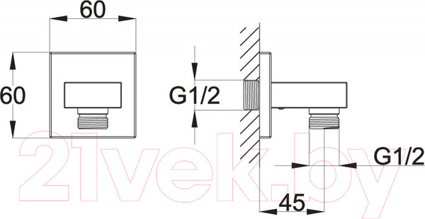 Изображение товара Подключение для душевого шланга BelBagno ARL-PG-CRM