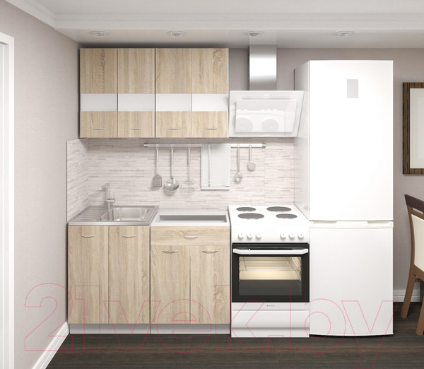 Изображение товара Кухонный гарнитур Кортекс-мебель Корнелия Экстра 1.2м без столешницы (дуб сонома)