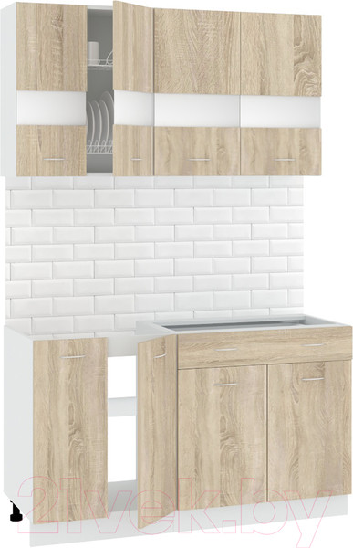 Изображение товара Кухонный гарнитур Кортекс-мебель Корнелия Экстра 1.4 без столешницы (дуб сонома)