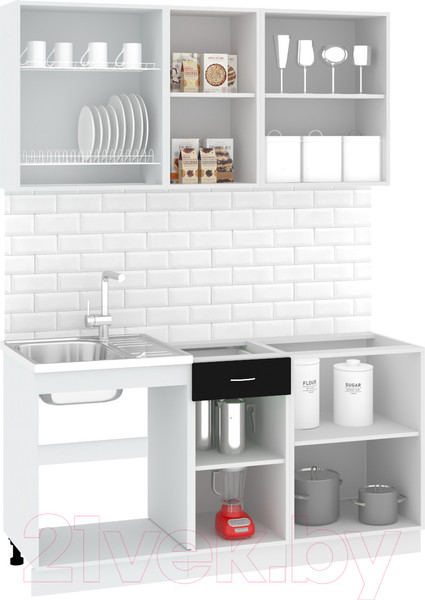 Изображение товара Кухонный гарнитур Кортекс-мебель Корнелия Экстра 1.5 без столешницы (дуб сонома)