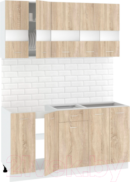 Изображение товара Кухонный гарнитур Кортекс-мебель Корнелия Экстра 1.5 без столешницы (дуб сонома)