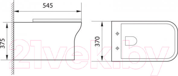 Изображение товара Унитаз подвесной Aquanet Cube-W / 210761 (с  сиденьем)