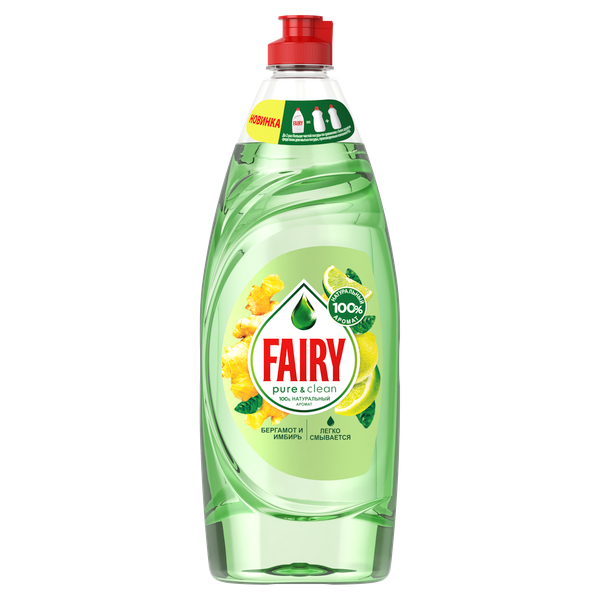 Изображение товара Средство для мытья посуды Fairy Pure&Clean Бергамот и Имбирь (650мл)