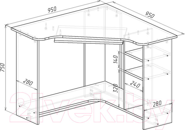 Изображение товара Компьютерный стол Мебель-Класс Техно (сосна)
