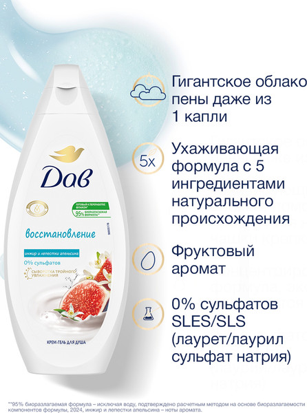 Изображение товара Гель для душа Dove Инжир и лепестки апельсина (250мл)