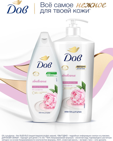 Изображение товара Гель для душа Dove Сливочная ваниль и пион (250мл)