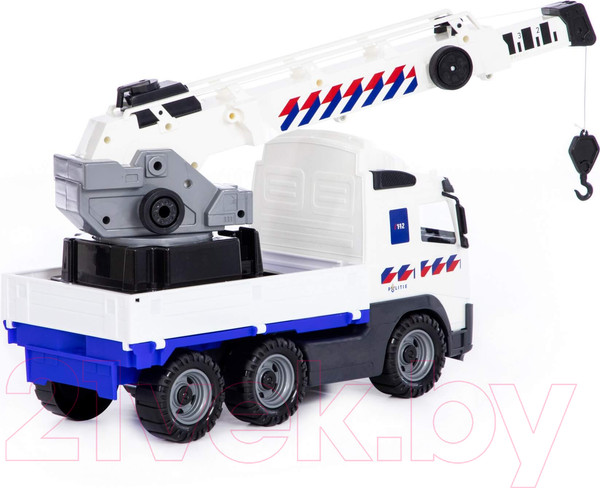 Изображение товара Кран игрушечный Полесье Полицейский с поворотной платформой / 77318