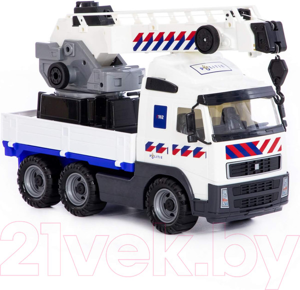 Изображение товара Кран игрушечный Полесье Полицейский с поворотной платформой / 77318
