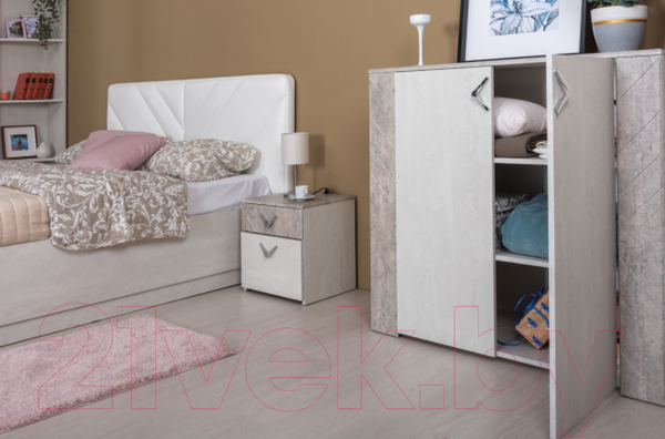 Изображение товара Тумба Mobi Амели 13.107 (шелковый камень К349 RT/бетон чикаго беж LS 00 953)