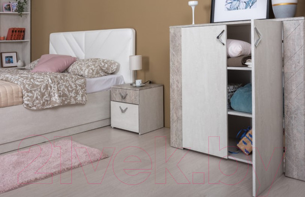 Изображение товара Прикроватная тумба Mobi Амели 13.78 (шелковый камень К349 RT/бетон чикаго беж LS 00 953)