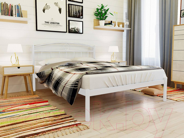 Изображение товара Полуторная кровать Князев Мебель Люмия ЛЯ.120.190.Б (белый муар)