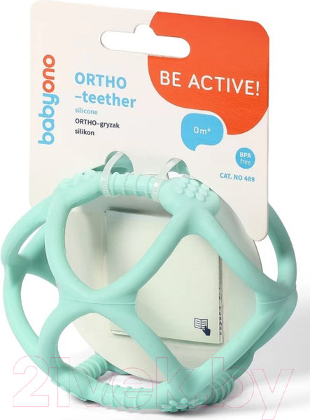 Изображение товара Прорезыватель для зубов BabyOno Ortho 0м+ / 489/01 (бирюзовый)