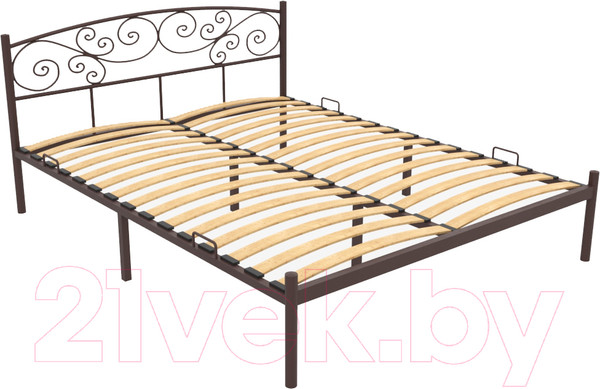 Изображение товара Полуторная кровать Князев Мебель Лилия ЛЛЯ.140.200.К (коричневый муар)