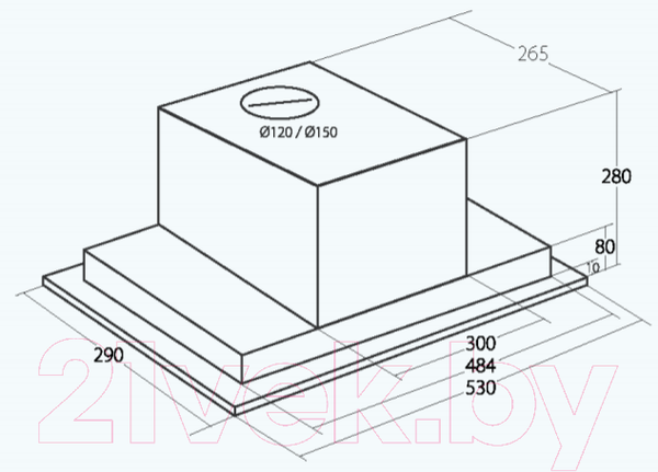 Изображение товара Вытяжка скрытая Akpo Neva II 80 WK-9 (нержавеющая сталь)