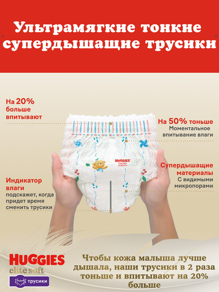 Изображение товара Подгузники-трусики детские Huggies Elite Soft Giga 3 (72шт)