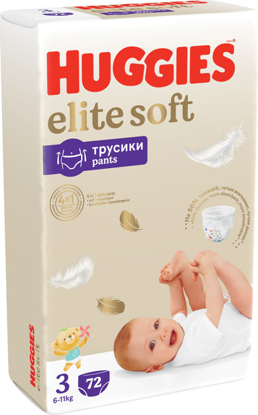 Изображение товара Подгузники-трусики детские Huggies Elite Soft Giga 3 (72шт)