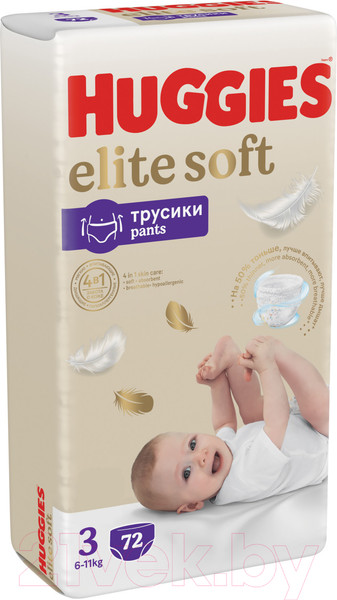 Изображение товара Подгузники-трусики детские Huggies Elite Soft Giga 3 (72шт)