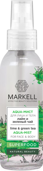 Изображение товара Спрей для лица Markell Superfood Aqua-мист зеленый чай и лайм (100мл)