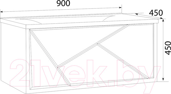 Изображение товара Тумба под умывальник 1Марка Seattle 90П / У72809 (черный камень)
