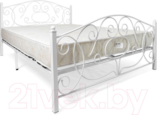 Изображение товара Односпальная кровать Князев Мебель Виктория ВЯ.90.190.Б (белый муар)