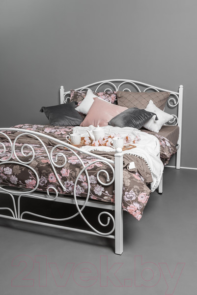 Изображение товара Односпальная кровать Князев Мебель Виктория ВЯ.90.190.Б (белый муар)