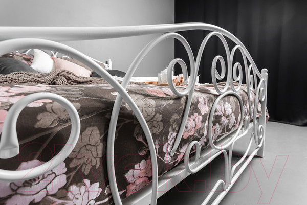 Изображение товара Полуторная кровать Князев Мебель Виктория ВЯ.140.190.Б (белый муар)