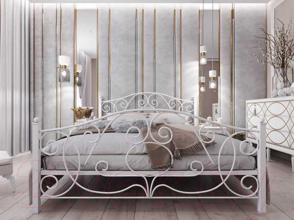 Изображение товара Полуторная кровать Князев Мебель Виктория ВЯ.140.190.Б (белый муар)