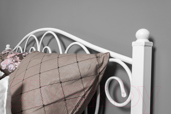 Изображение товара Двуспальная кровать Князев Мебель Виктория ВЯ.160.200.Б (белый муар)