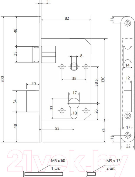 Изображение товара Замок врезной Apecs 1423-CR