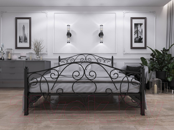 Изображение товара Односпальная кровать Князев Мебель Виктория ВЯ.90.200.Ч (черный муар)